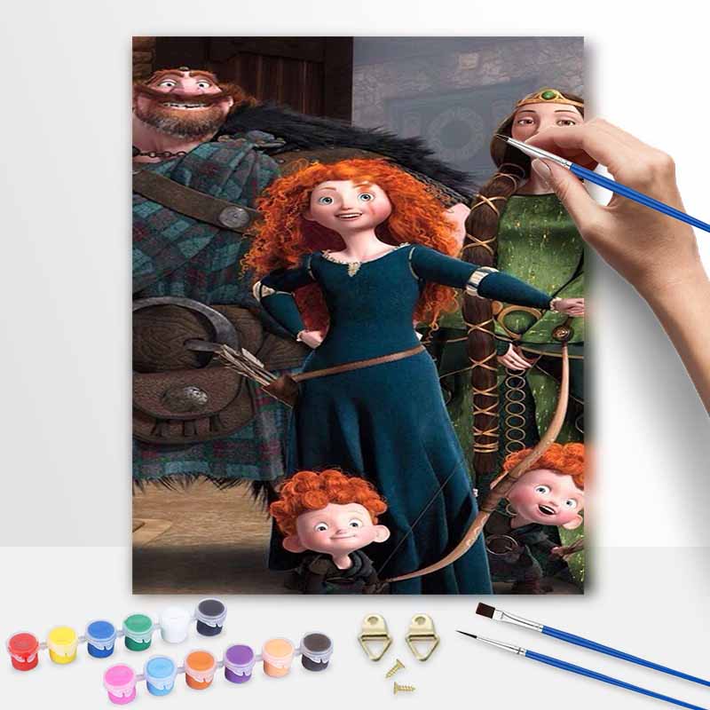 Disney Brave Merida Princess Oil Painting Kit Wall Art Home Decor Gift 20x30cm