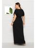 Plus Size Women’s Solid V-Neck Evening Dress, Sexy Loose Fit with Large Hem