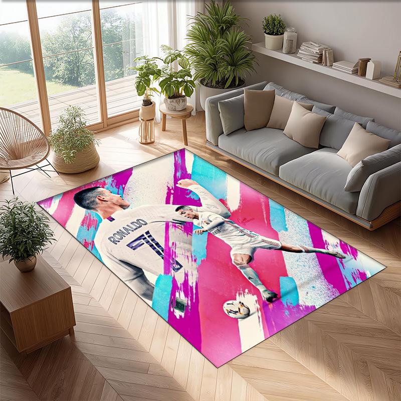 Cristiano Ronaldo Printed Flannel Area Rug Non Slip Soft Polyester Floor Carpet Indoor Decor Mat for Bedroom Living Room Sofa