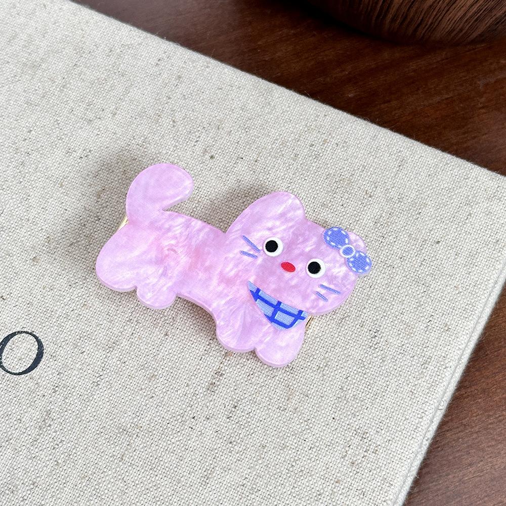 New Acrylic Dog Hairpin - Sweet and Cute Girl's Side Parting Hair Clip with Cartoon Hair Accessory