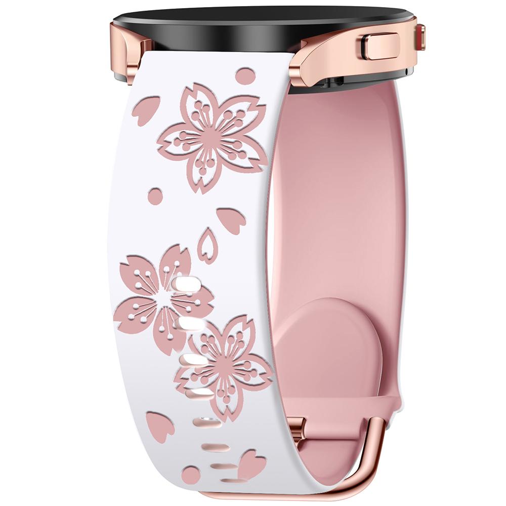 Universal 20mm Width Flower Engraved Watchband For Samsung Galaxy watch 7 6 4 5 Strap Huami Amazfit Active GTS 4 Mini 3 Pro GTR 2e Silicone Bracelet