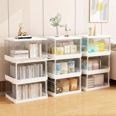 1 Stück durchsichtige, stapelbare Aufbewahrungsbox, vor dem Öffnen zusammenklappbar, großer Kleiderschrank-Organizer, für Schlafzimmer, Wohnzimmer, Arbeitszimmer, Kinderspielzeug