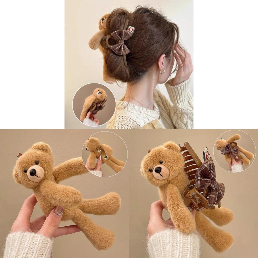 Bear Plush Hair Clip For Women With Cute Animal Design For Spring