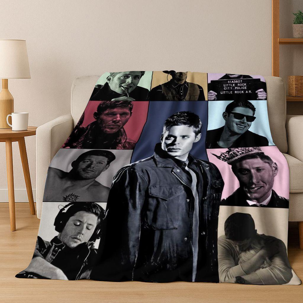SPN Supernatural Dean Sam Winchester Castiel Flannel Blanket,Cozy Soft Throw Blanket for Home Bedroom Bed Sofa Cover Kids Gift