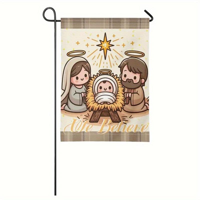 

3 шт. Рождественская сцена с пони «Мы верим» Сад Полиэстер Уличный декор для фермерских домов Садов Двориков Декор Фестиваля Рождения Иисуса