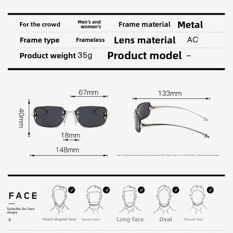 Damen-Sonnenbrillen, rahmenlose Mode-Sonnenbrillen für Damen und Herren
