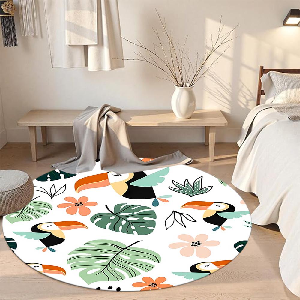 Monstera Leaf Round Floor Mat Suitable for Dining Room Living Rooms Bedrooms Decorate room Anti-slip Round Rug Decorate Offices