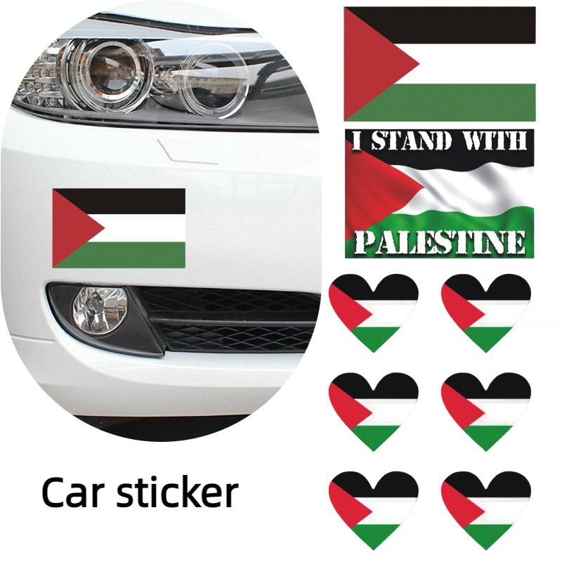 High-quality Pet Material Car Sticker 14cm Palestinian Flag Decal