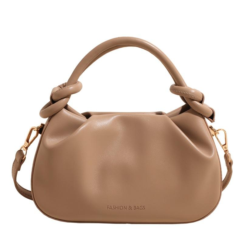New simple pleated handbag women's fashion solid color shoulder small square bag popular versatile commuter messenger bag