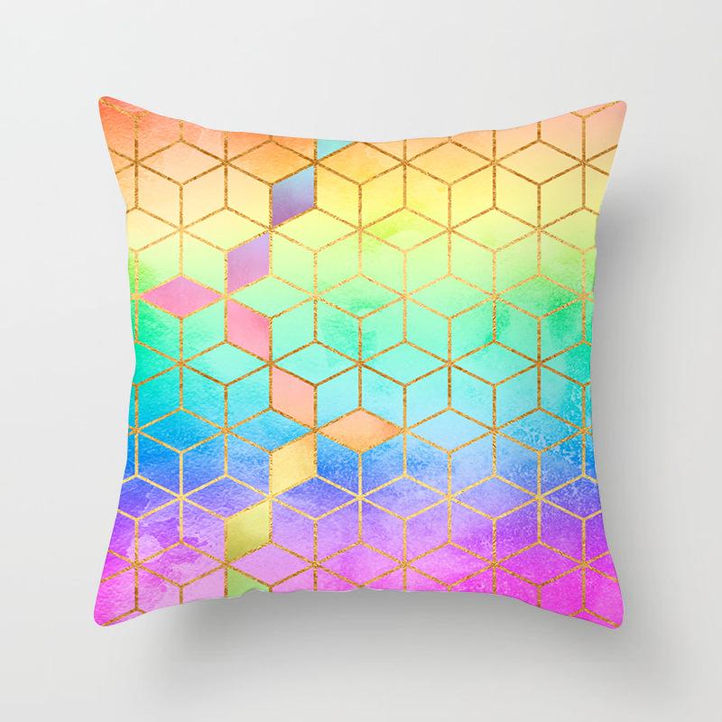 20 New Pink Marble Geometric Pillowcase Marble Velvet Sofa Cushion Cover