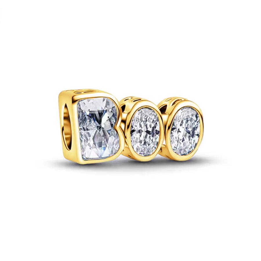 

Shining Gold Star Eternal Love Blooming Rose Charm Beads for 925 Sterling Silver Bracelet