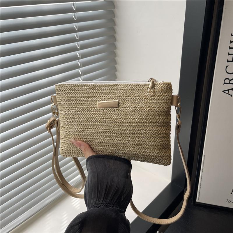 

Fresh Ladies Beach Straw Crossbody Bag Woven Bag Stylish and Simple Crossbody Bag Summer New хаки
