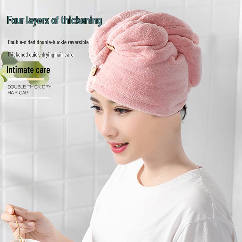 Double Layer Quick-Dry Hair Towel Cap for Adults & Kids - Super Absorbent