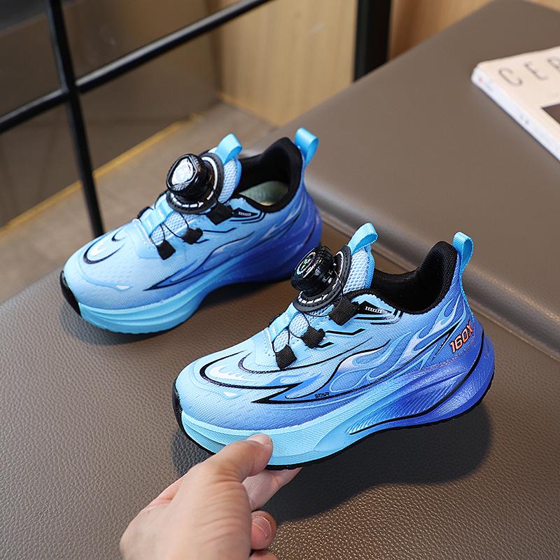Children's Gradient Sports Shoes with Rotating Button - 2026 Spring Korean Style for Boys and Girls