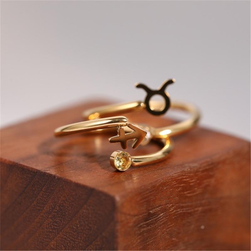 Unique Zircon Constellations Rings Adjustable Finger Rings Fashion Open Rings Statement Jewelry Simple Knuckles Rings