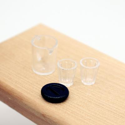 1/12 Puppenhaus Transparenter Wasserkocher Tassenset Puppenhaus Miniatur Küchenmöbel Zubehör Mikro-Szene Bau-Requisiten