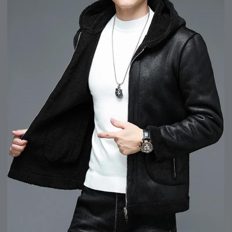 Double-Sided Wearable Fleece Liner Woolen Overcoat Men's Winter Jacket Casual Scene Sheep Fur Integrated Coat Fashionable Outerw