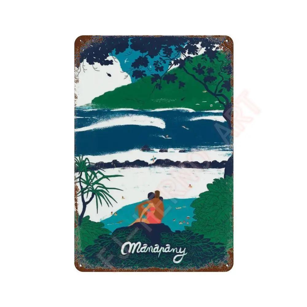 Nordic Travel Poster Aesthetic Vacation Illustration Metal Tin Sign Plaque Wall Mural Plates Home Decoration Kawaii Room Decor