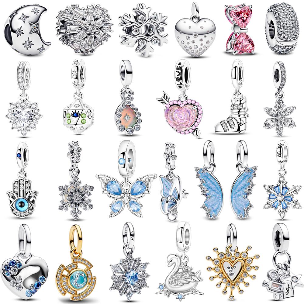 Charm Inimă Fluture Cupru Strălucitor Diamante Complete Pentru Brățară Originală Mărgele Pavé Fulg de Nea Bijuterii Cadou de Sărbători