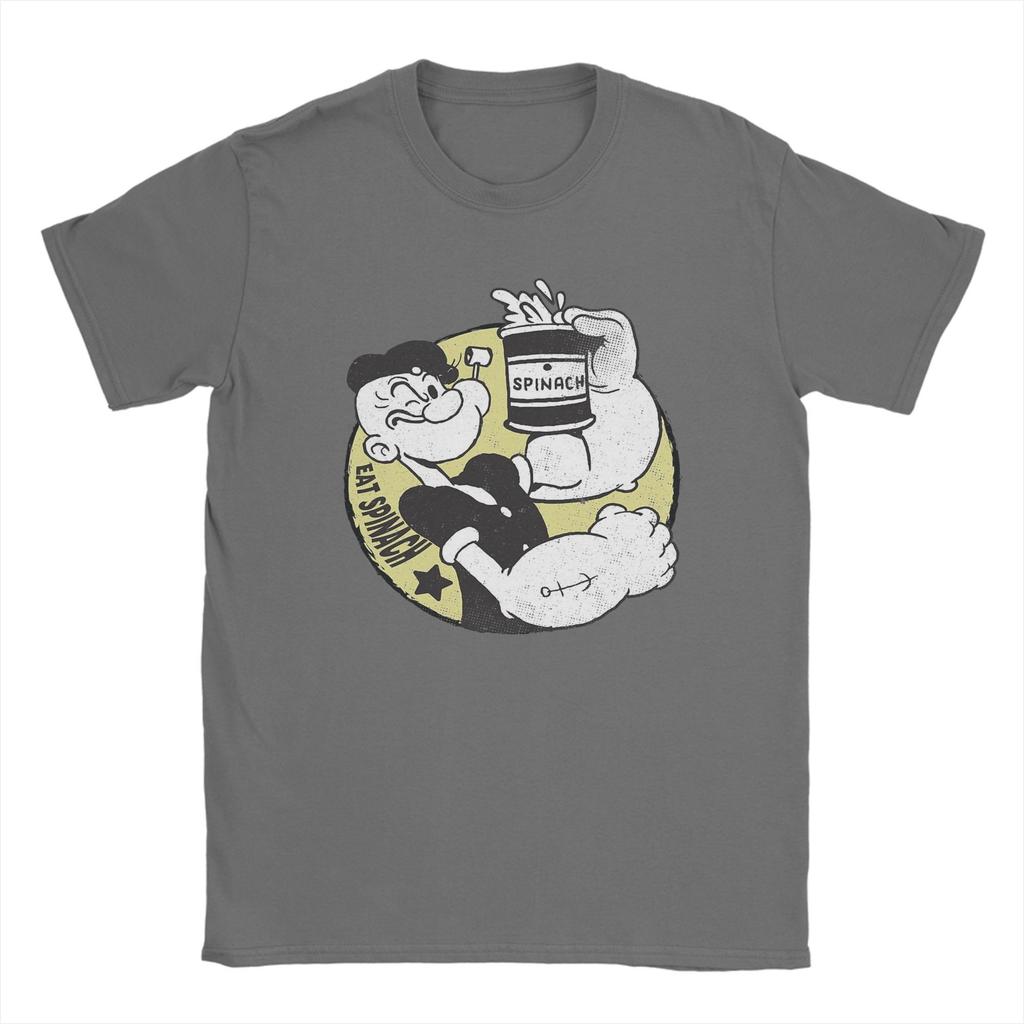 Popeyed Vintage Icon T Shirt for Unisex Pure Cotton Fun TShirts Round Neck Tees Short Sleeve Tops Plus Size