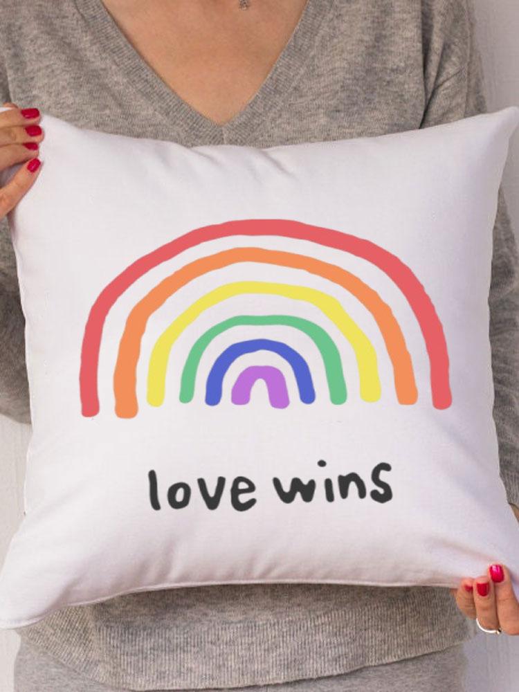 Rainbow Love Wins Pillow Cover for New Couple Bedroom Home Decor Love Pillowcase Tic Tac Toe Love Wedding Gift Pillows 45*45CM