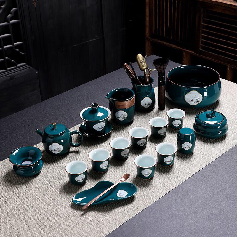 Simple 18-Piece Ceramic Kung Fu Tea Set