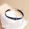 Casual Jean Fabric Collar Necklace Stylish Clavicle Chain Jewelry for Women Girl Fashionable Rhinestones Charm Necklace