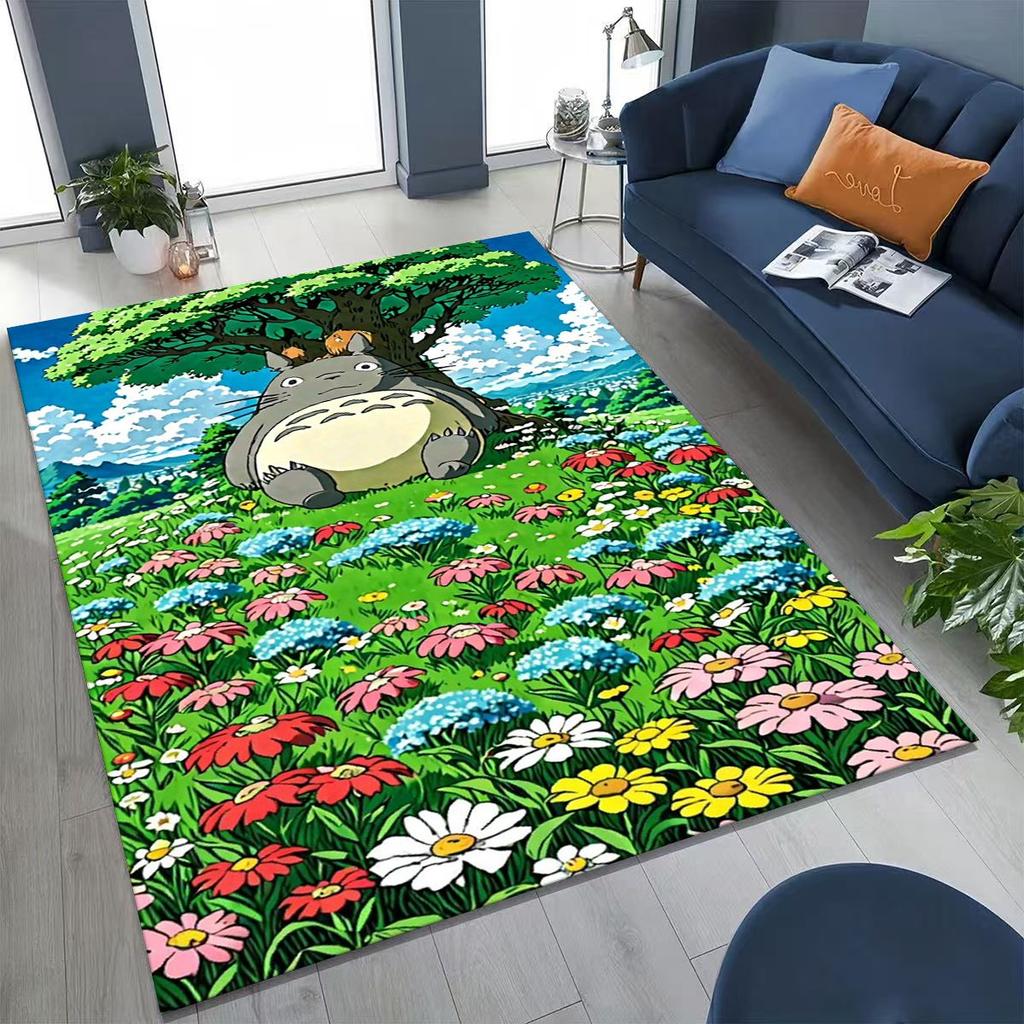 Kawaii T-Totoros Cartoon Art Carpet Rug for Bedroom Living Room Sofa Home Doormat Decor,Large Kids play Non-slip Floor Mat