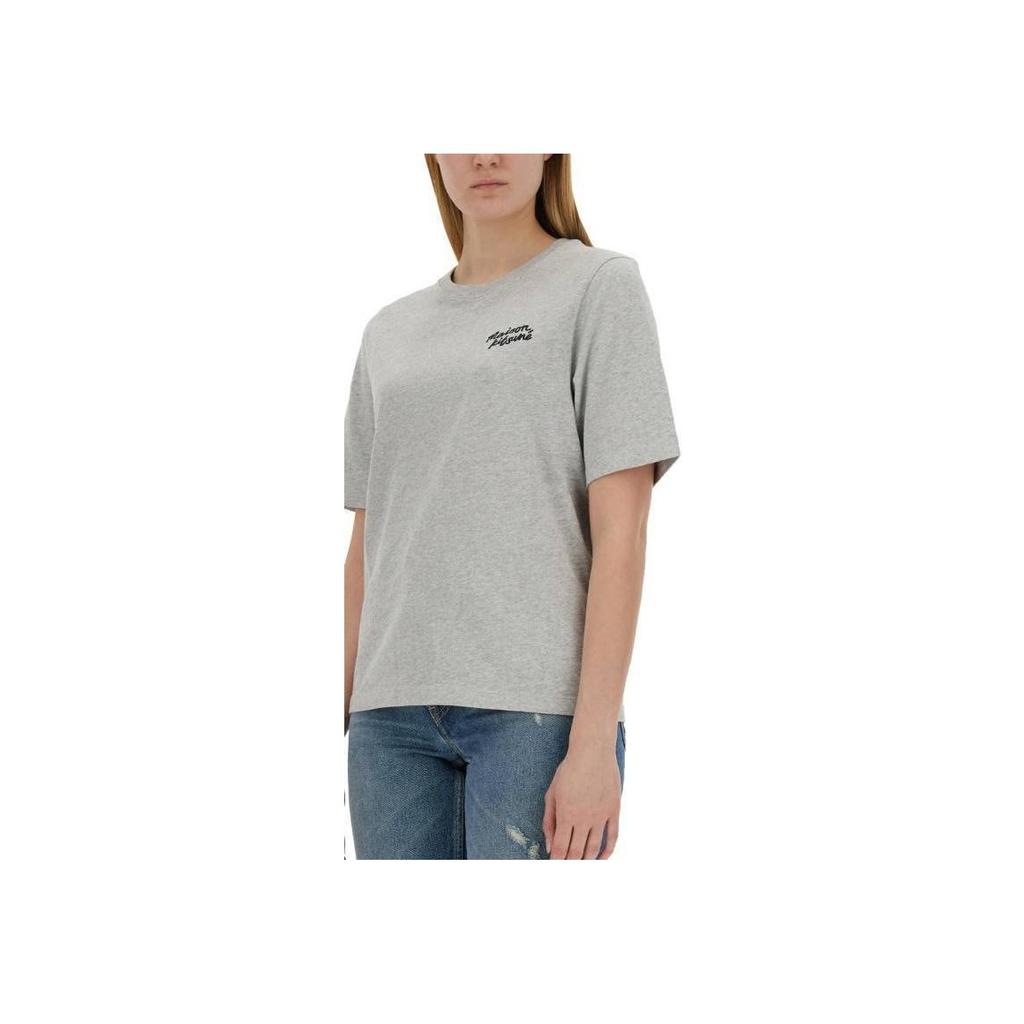 Maison Kitsune Ss24 Logo Print Crew Neck Short Sleeve T-Shirt Women T-shirts Gray MW00126KJ0119H120