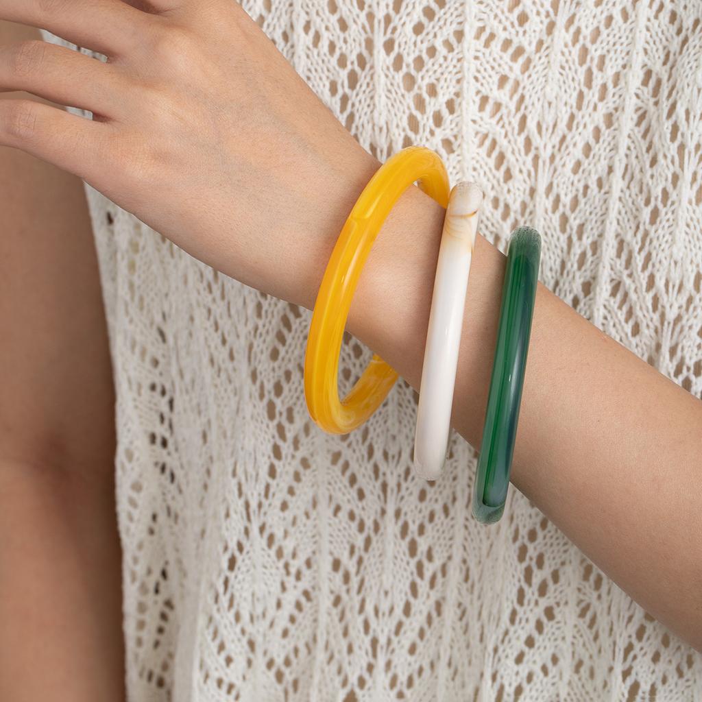 Retro Medium Plain Circle Smudge Round Bracelet Simple Temperament Acrylic Bracelet Niche Design Jewelry