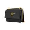 Prada Cartera Porta Tarjetas de Cuero Saffiano con Cadena Cartera para Mujer Negra 1MR017_QWA_F0002