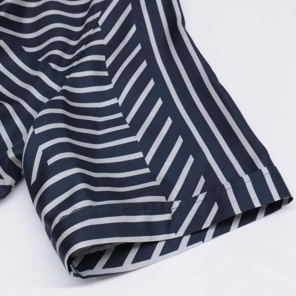 FENDI [Domestic Regular/2011 Made] FS0795 APQG Silk FF Pattern x Stripe S/S Shirt tops 38 NavyUsed