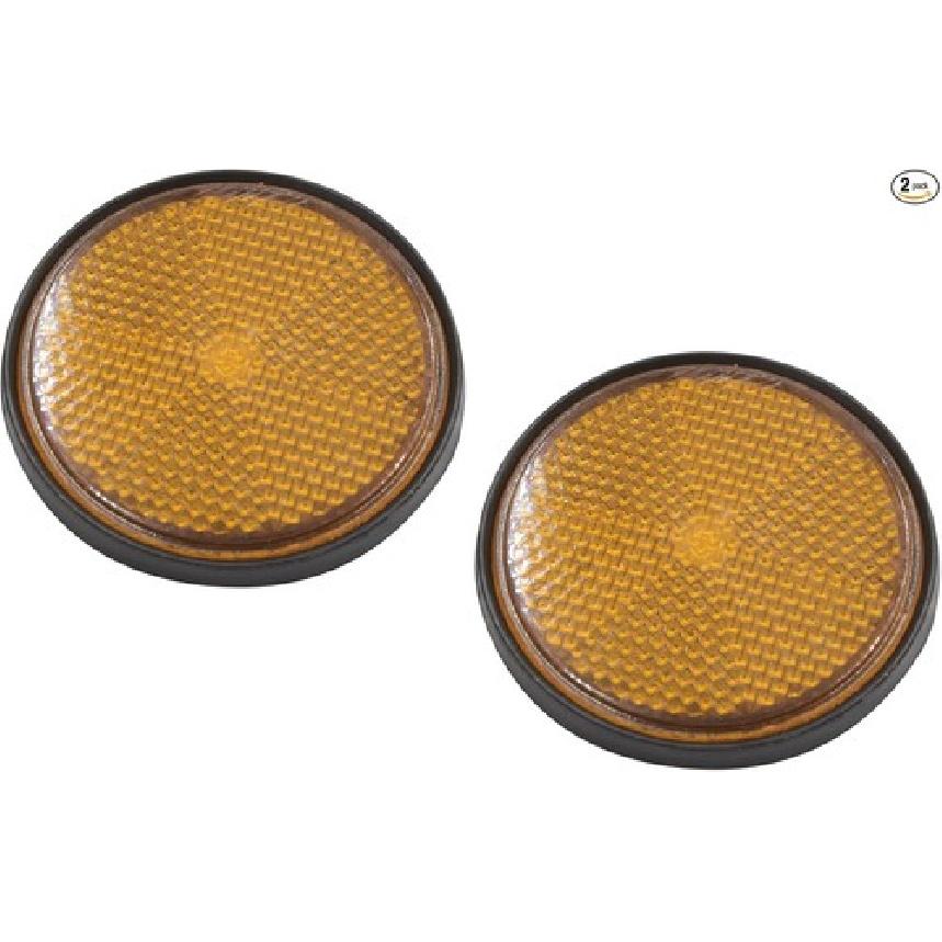 2Pcs 2.2 Inch Dia Motorcycle Scooter ATV Round Reflective Reflectors Orange B