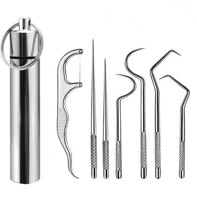 Stainless Steel Toothpick Set Tooth Flossing Reusable Toothpicks Portable Toothpick Floss Teeth Cleaner Oral Cleaning.