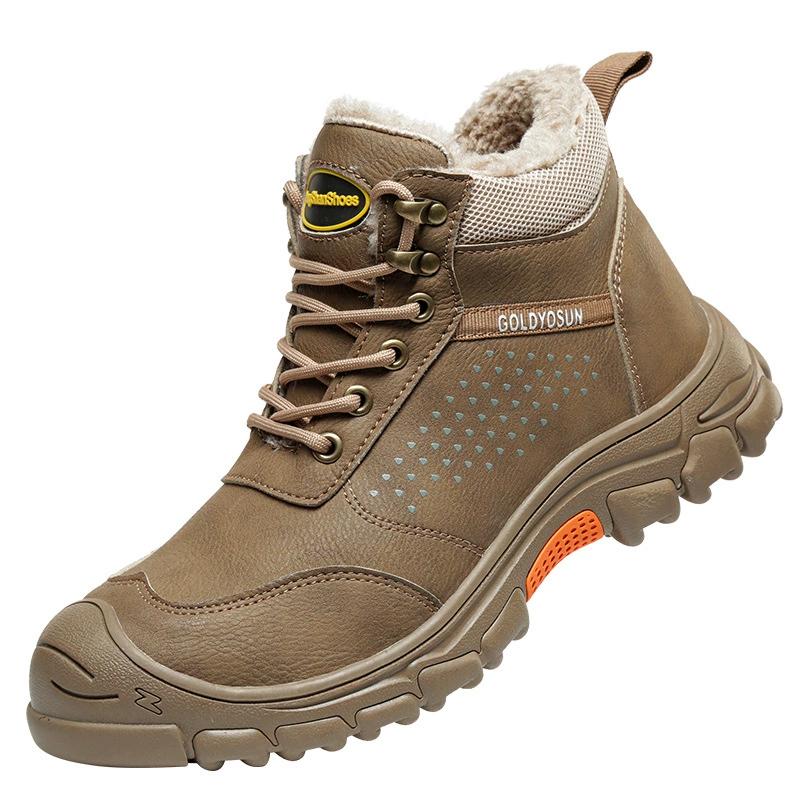 

Зимние утепленные шерстяные рабочие ботинки для мужчин со стальным подноском, рабочие ботинки, нескользящая защитная обувь, мужские зимние ботинки 36