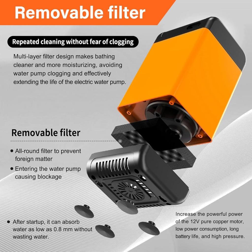 Digital Display Electric Shower Pump Outdoor Camping Waterproof Shower Portable Hiking Travel Beach Pet Washing Tool