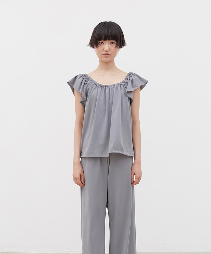Koseumoseu Soft Shirring Top (Hether Gray)