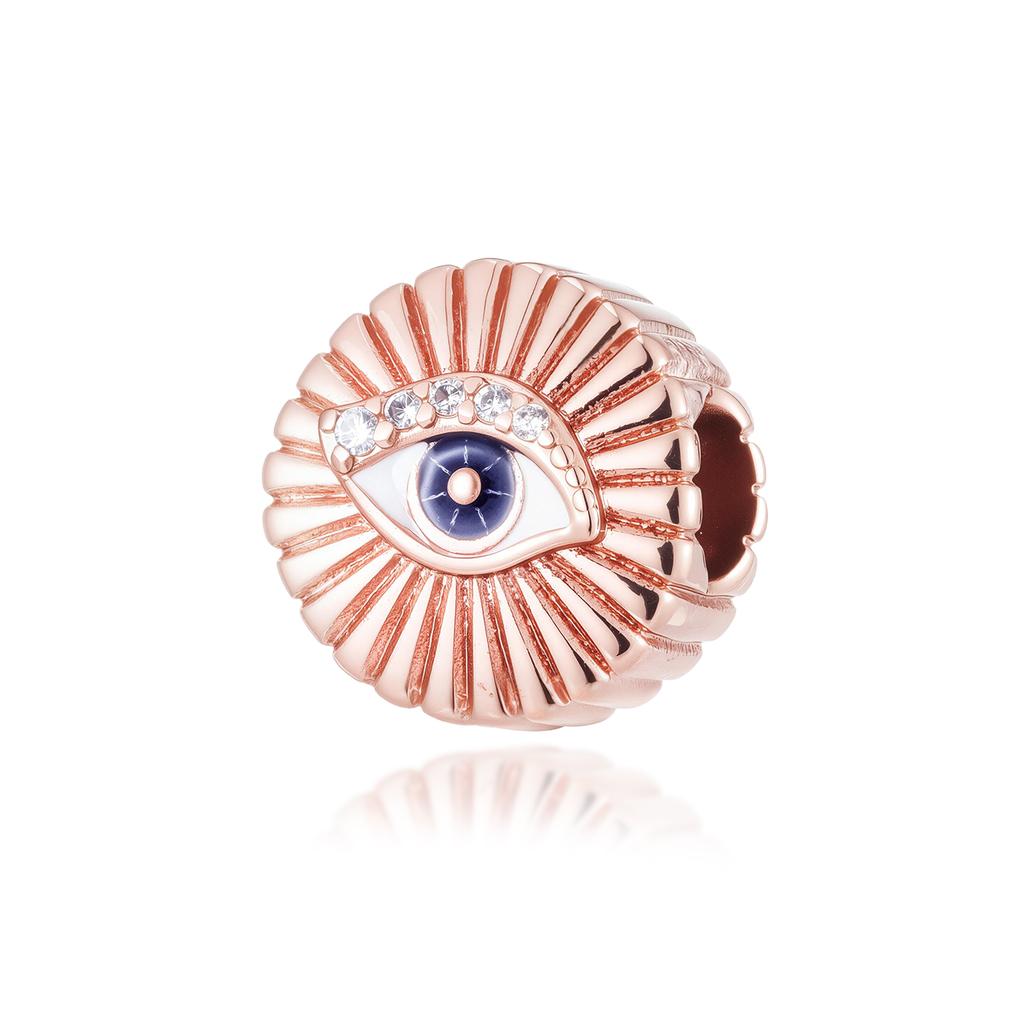 New Rose Gold Color Charm For Women Shiny Cubic Zirconia Beads Heart Star Sun Diy Fit Original Silver 925 Bracelets Jewelry Gift