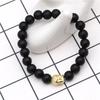 Simple Style Buddha Bracelet Men Women 8mm Onyx Stone Strand Braslet Leisure Versatile Accessories Cool Riding Hand Jewelry