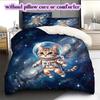 Space animals Pattern Bedding Quilt Set Quilt Cover Pillowcase Home Decoration Birthday Gift (1 * duvet cover + 2 * pillowcase, without core)