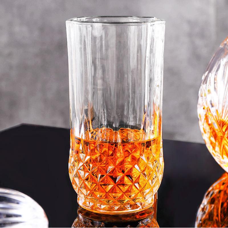 250ml French Style Luxury Straight Whiskey Glass Creative Crystal Carving Glass Cup Milk Juice Tea Cups Cold American Coffee Mug