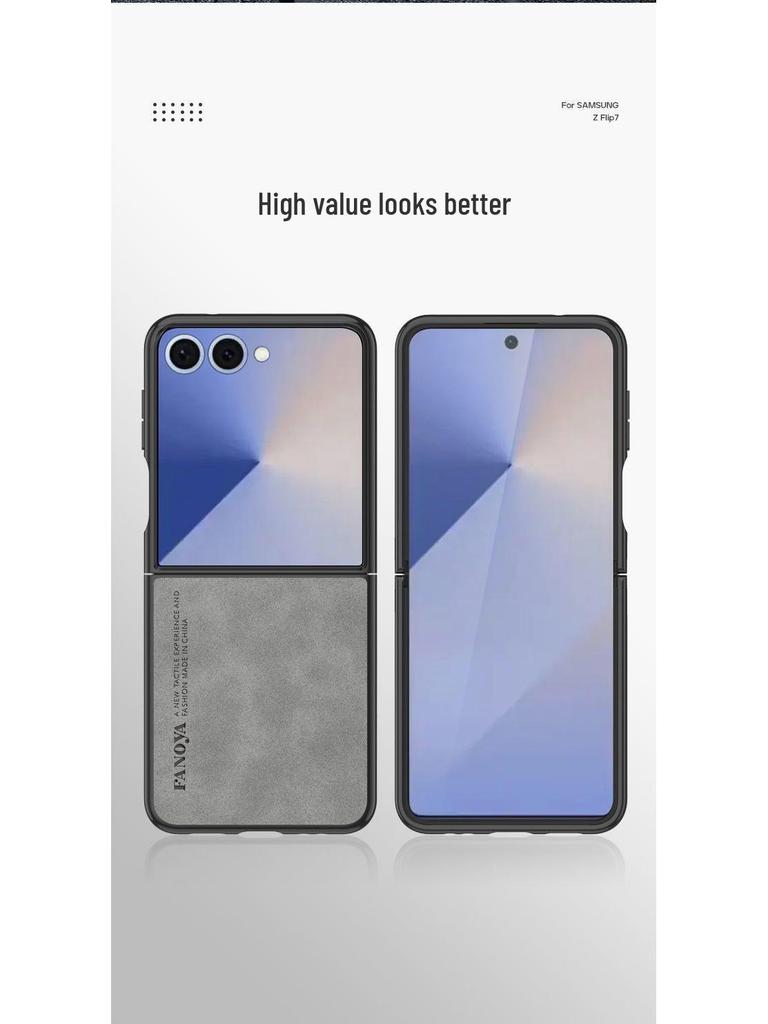 Samsung ZFlip7 Case: Ultra-Thin Lambskin Leather, Frosted Finish, Anti-Drop, Anti-Slip, for Foldable Screen.