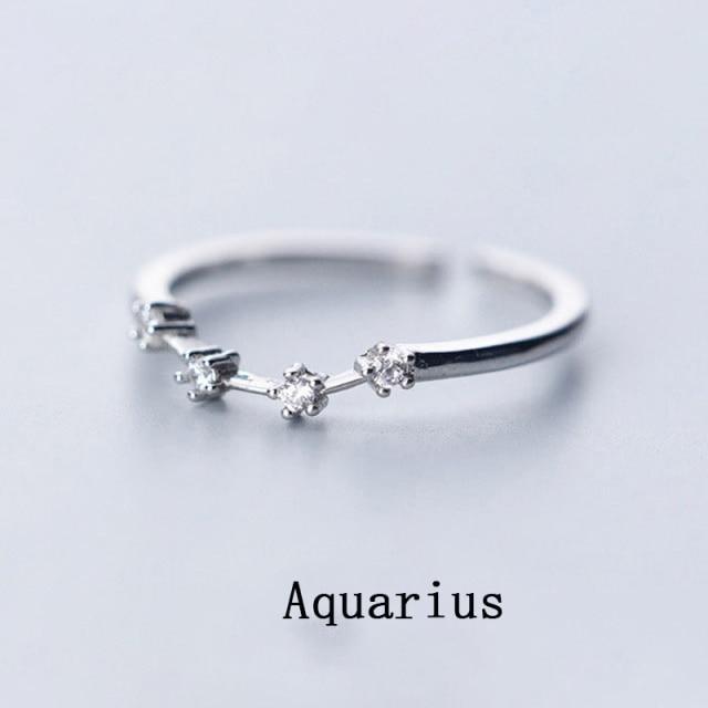 

12 Constellation For Women Rings Cubic Cubic Zircon Adjustable Zodiac Rings Color Color Jewelry Giveaway GiftsWedding Jewelry
