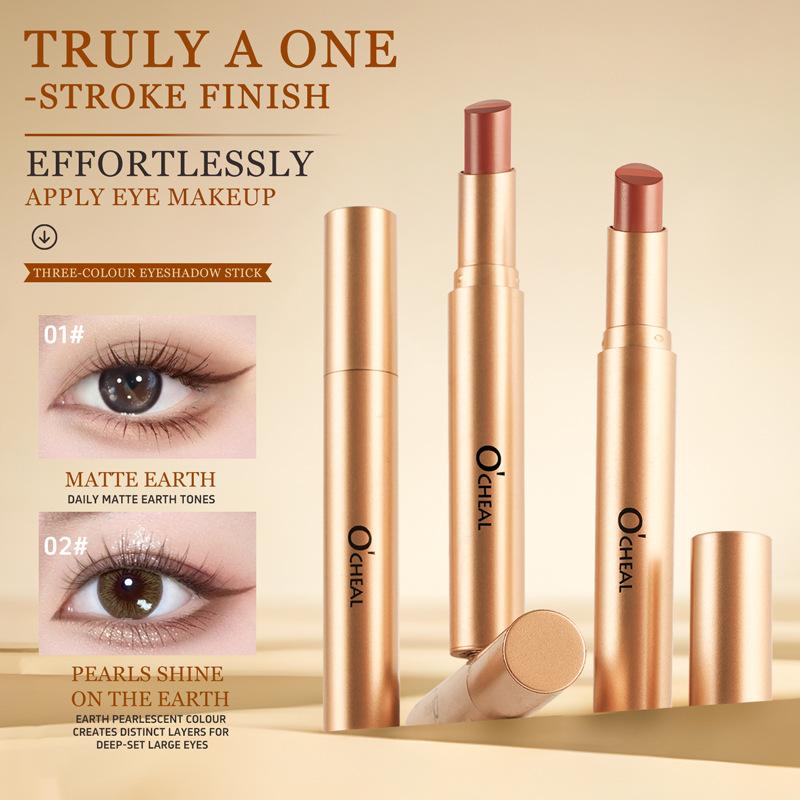 3 Farben Verlauf Lidschattenstift Matt Schimmer Faul Wasserdicht Augen Make-up Stift