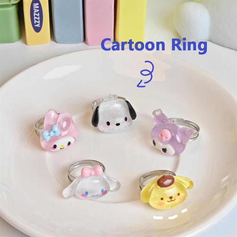 Sanrio Pachacco Melody Cinnamoroll Kuromi Purin Niedliche Ringe Öffnungs Verstellbarer Ring Für Frauen Mädchen Finger Schmuck Accessoires