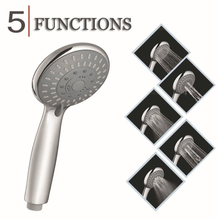 5 Settings Functional Rain Shower Head Spa Message High Pressure Handheld Shower Set Hose Adjustable Bracket Chrome Bathroom