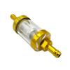 Washable Motorcycle Inline Fuel Filter Gold Aluminum Glass Mesh 8mm Universal Replacement for Scooter ATV Pit Bike