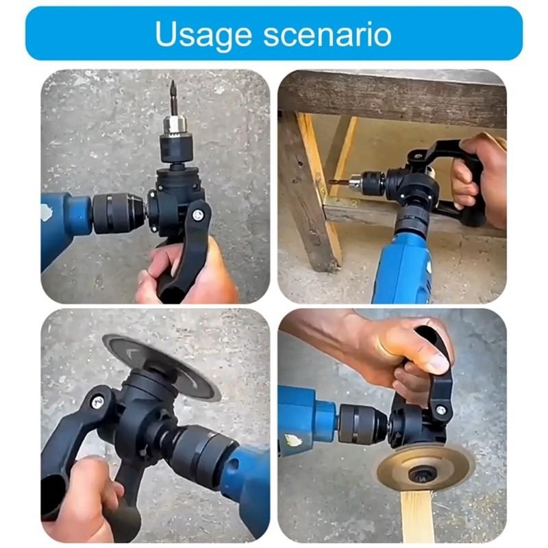 90 Degree Adapter Right Angled Drill Attachment High Hardness Wear Resistance Metal Drill Chuck