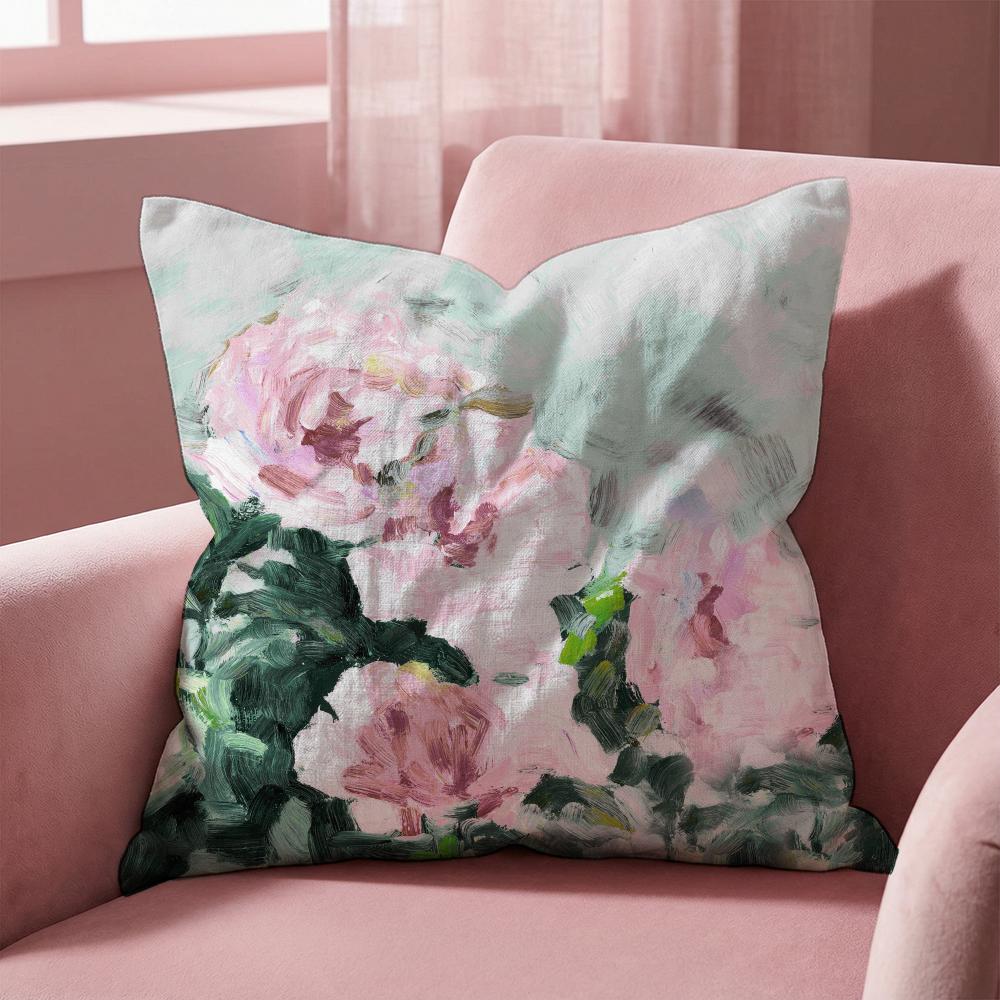 Pink Peony Flowers Cushion Cover Multi-Scene Pillow Cover for Home & Car - Reversible, Soft & Durable for Daily Use