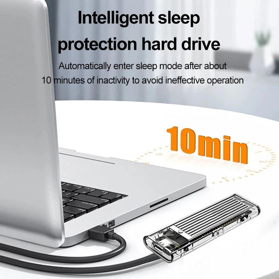 M.2 NVMe SSD Enclosure USB3.1 Gen2 External SSD Case Clear Hard Drive Adapter 10Gbps M.2 NVMe to USB Adapter Support UASP for PCIe NVMe SSD